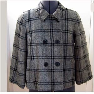 CHIC ISAAC MIZRAHI for TARGET GRAY BLACK TWEED PLAID SWING SUIT JACKET RETRO S